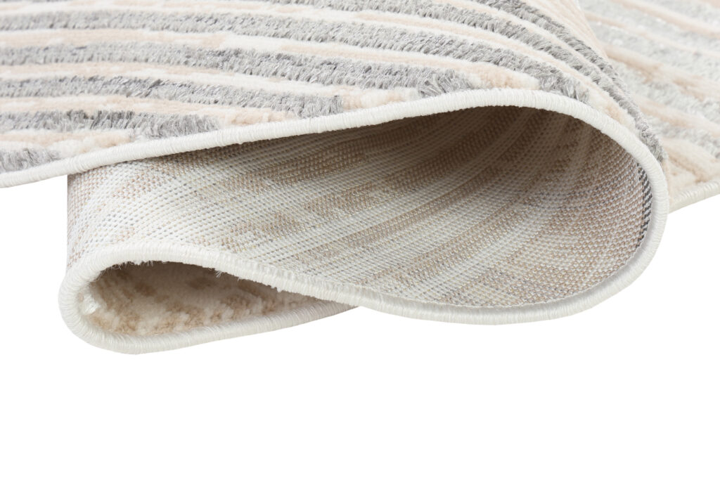 Tappeto Crystal Rotondo Grigio Beige Crema Righe