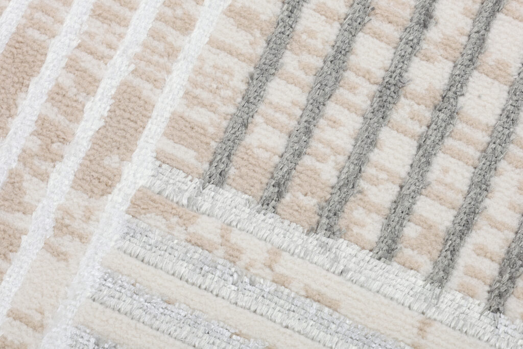 Tappeto Crystal Rotondo Grigio Beige Crema Righe
