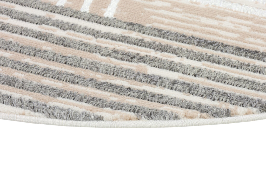 Tappeto Crystal Rotondo Grigio Beige Crema Righe
