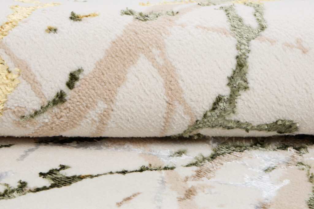 Tappeto Crystal Rotondo Verde Crema Effetto Astratto Marmo