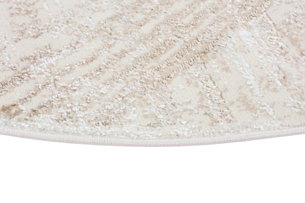 Tappeto Crystal Rotondo Crema Marrone Sfumature Linee