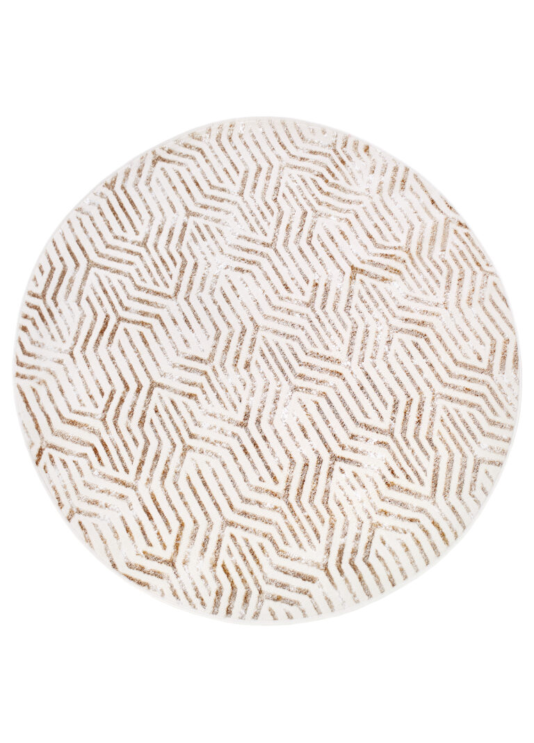 Tappeto Crystal Rotondo Marrone Crema Beige Linee