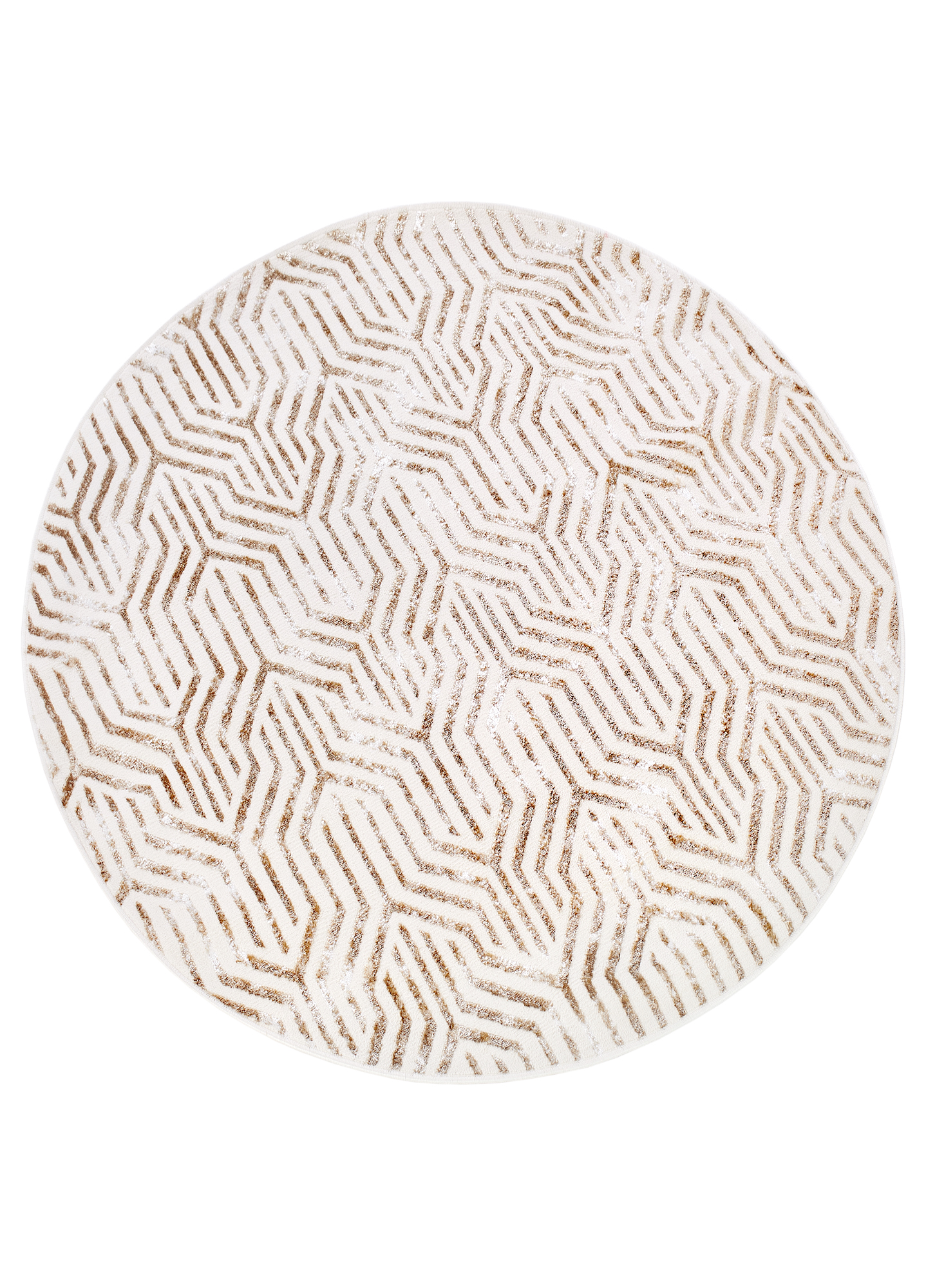 Tappeto Crystal Rotondo Marrone Crema Beige Linee