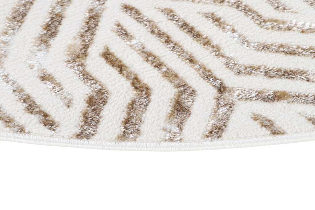 Tappeto Crystal Rotondo Marrone Crema Beige Linee