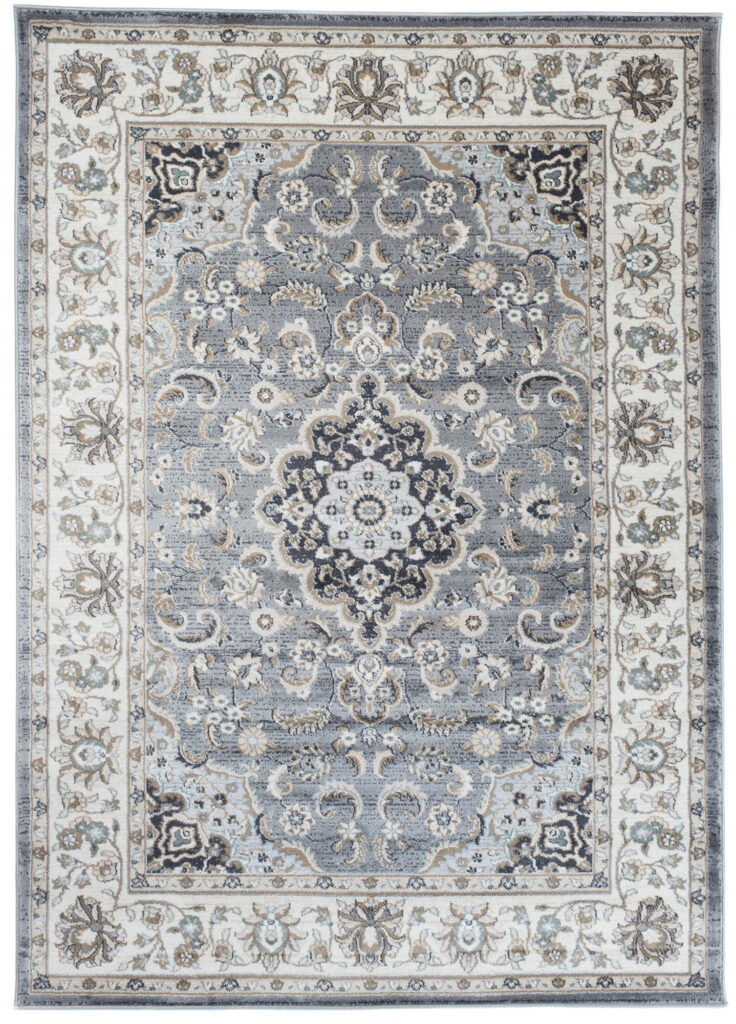 Tappeto Dubai Orientale Classico Grigio Pietra Fiori