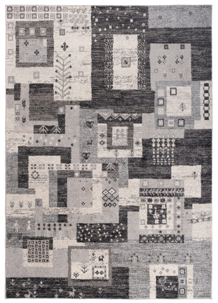 Tappeto Sari Moderno Etnico Grigio Geometrico Quadri