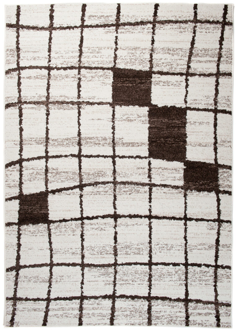 Tappeto Sari Moderno Beige Crema Quadri Rete