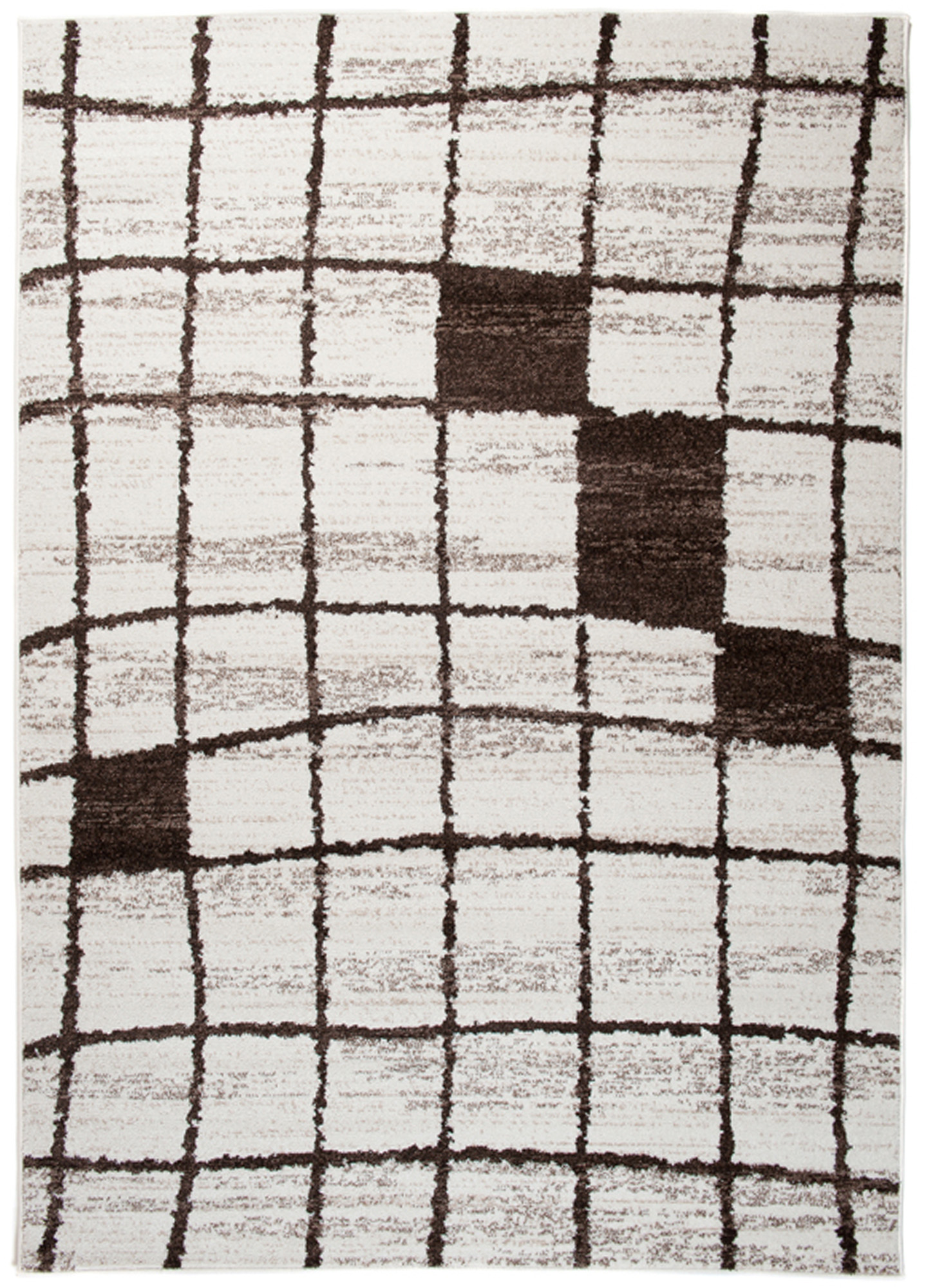 Tappeto Sari Moderno Beige Crema Quadri Rete