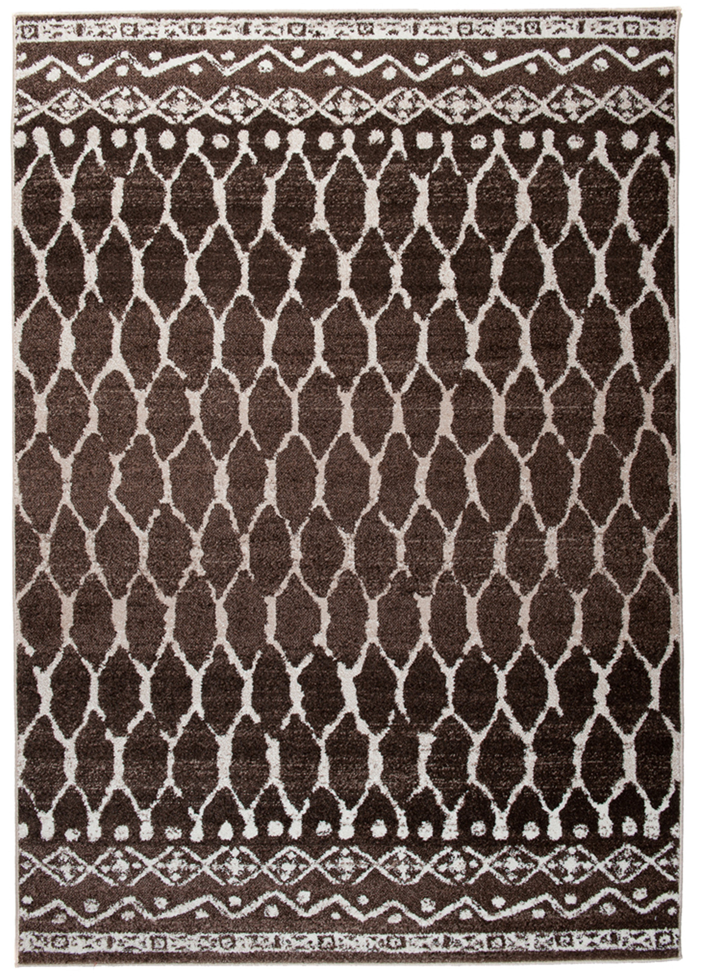 Tappeto Sari Moderno Marrone Ecrù Geometrico Rete