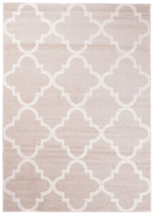 Tappeto Sari Moderno Crema Beige Rete Trifogli Marocchino