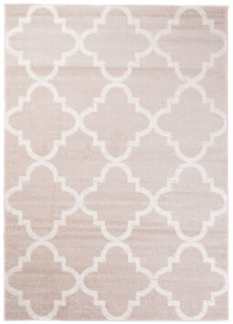 Tappeto Sari Moderno Crema Beige Rete Trifogli Marocchino