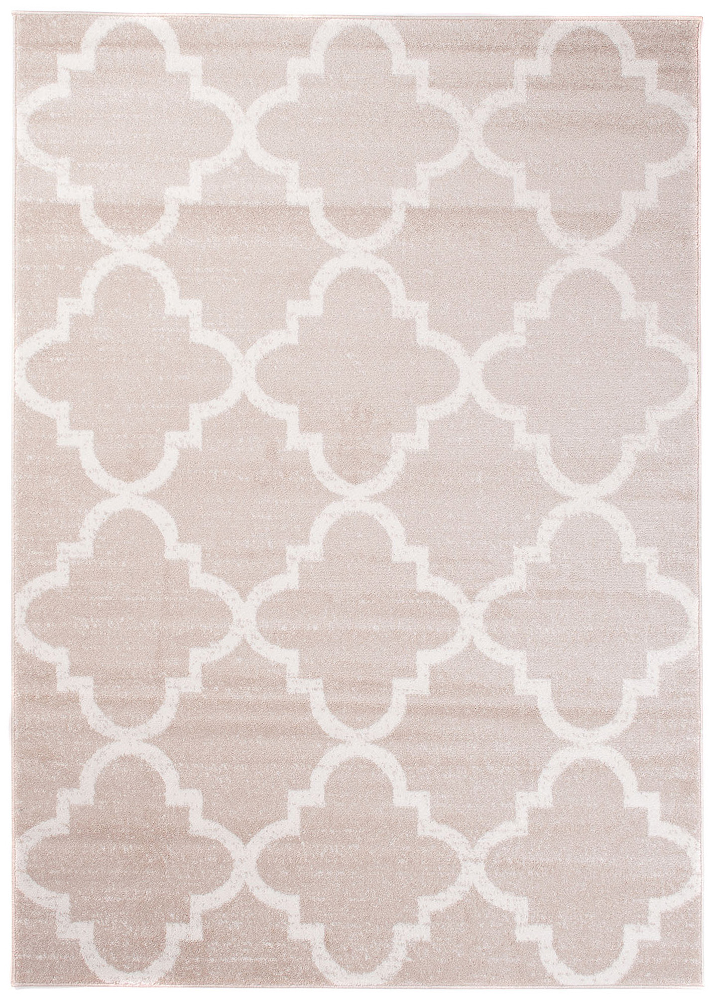 Tappeto Sari Moderno Crema Beige Rete Trifogli Marocchino