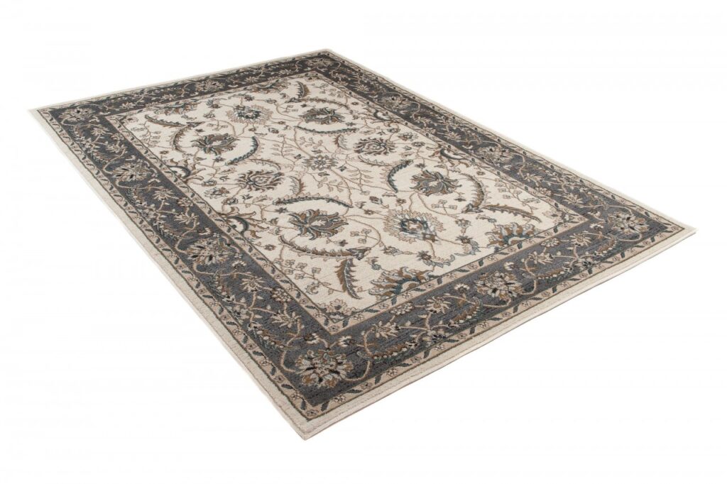 Tappeto Dubai Grigio Crema Tradizionale Classico Floreale