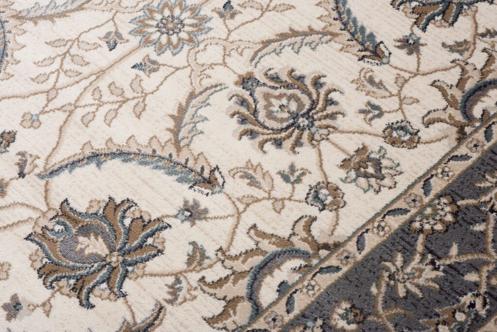 Tappeto Dubai Grigio Crema Tradizionale Classico Floreale