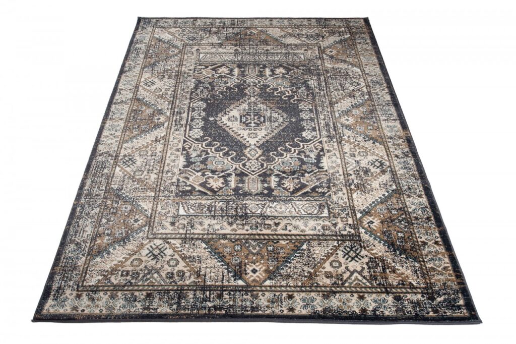 Tappeto Dubai Orientale Salotto Grigio Scuro Ecru