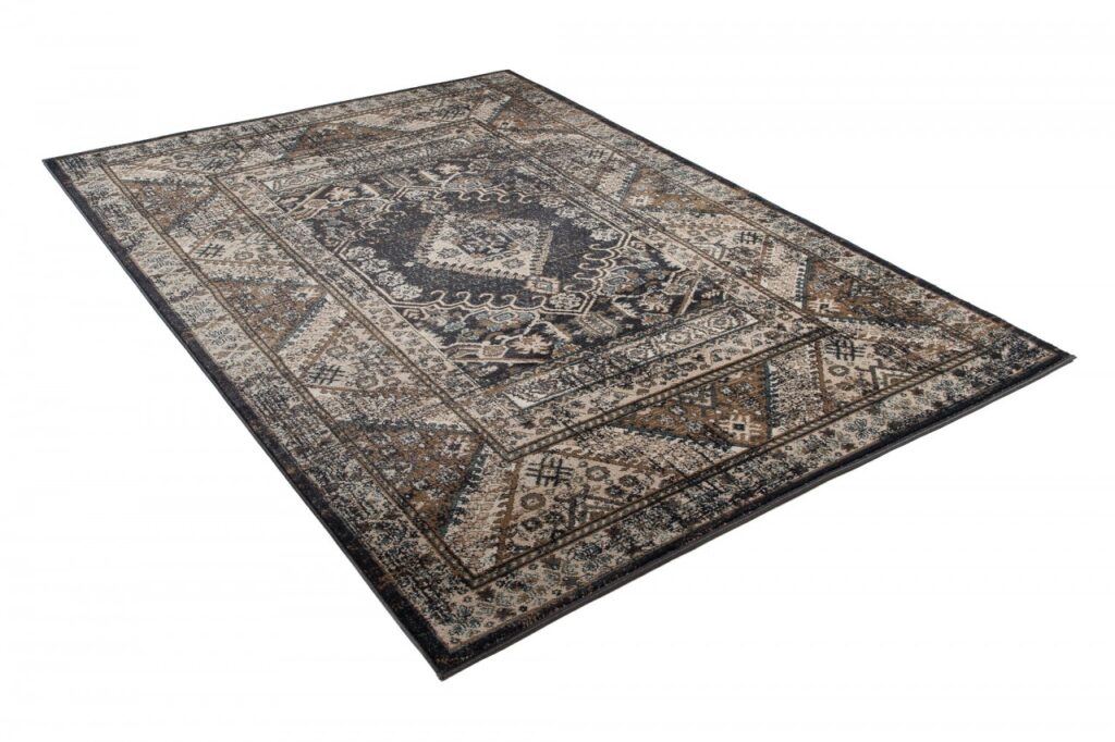 Tappeto Dubai Orientale Salotto Grigio Scuro Ecru
