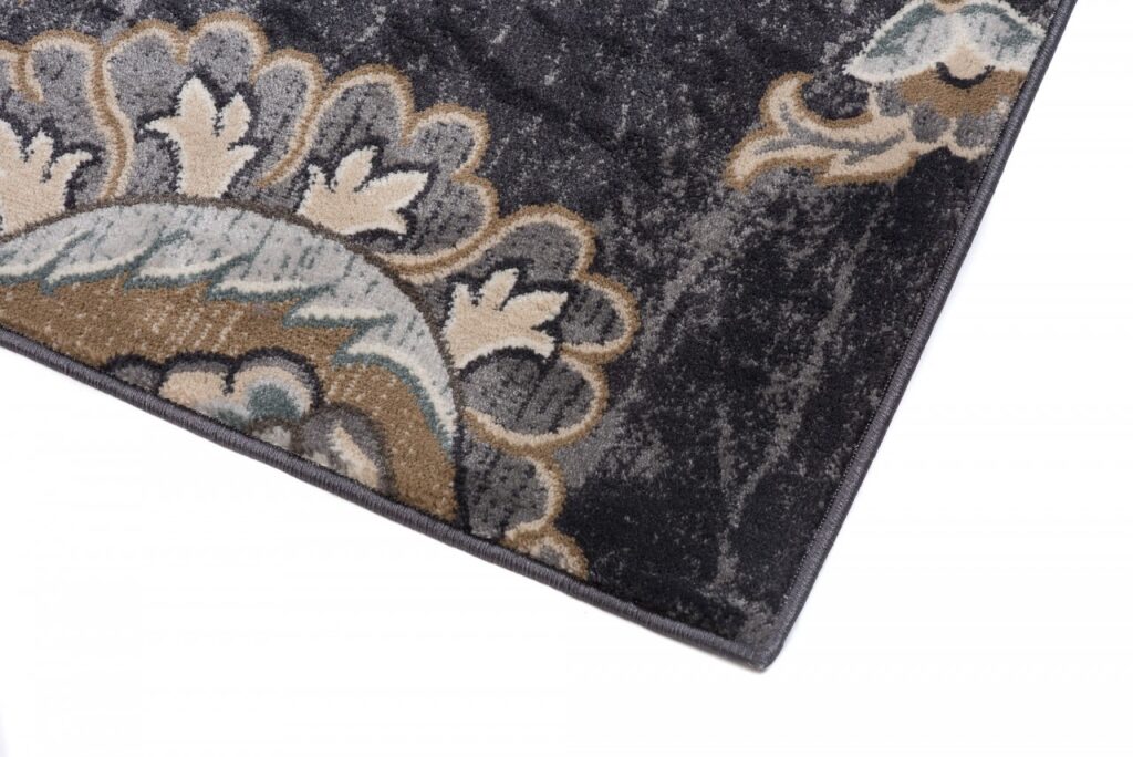Tappeto Dubai Classico Nero Beige Tradizionale Floreale