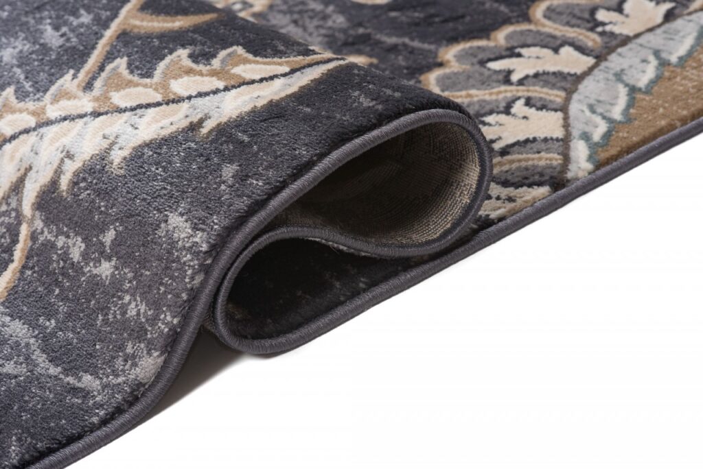 Tappeto Dubai Classico Nero Beige Tradizionale Floreale