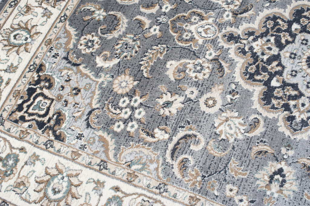 Tappeto Dubai Orientale Classico Grigio Pietra Fiori