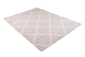 Tappeto Sari Moderno Crema Beige Rete Trifogli Marocchino