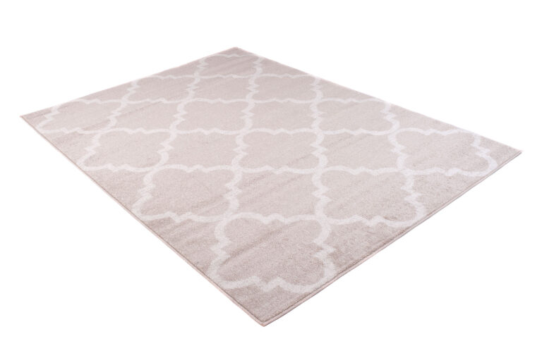 Tappeto Sari Moderno Crema Beige Rete Trifogli Marocchino