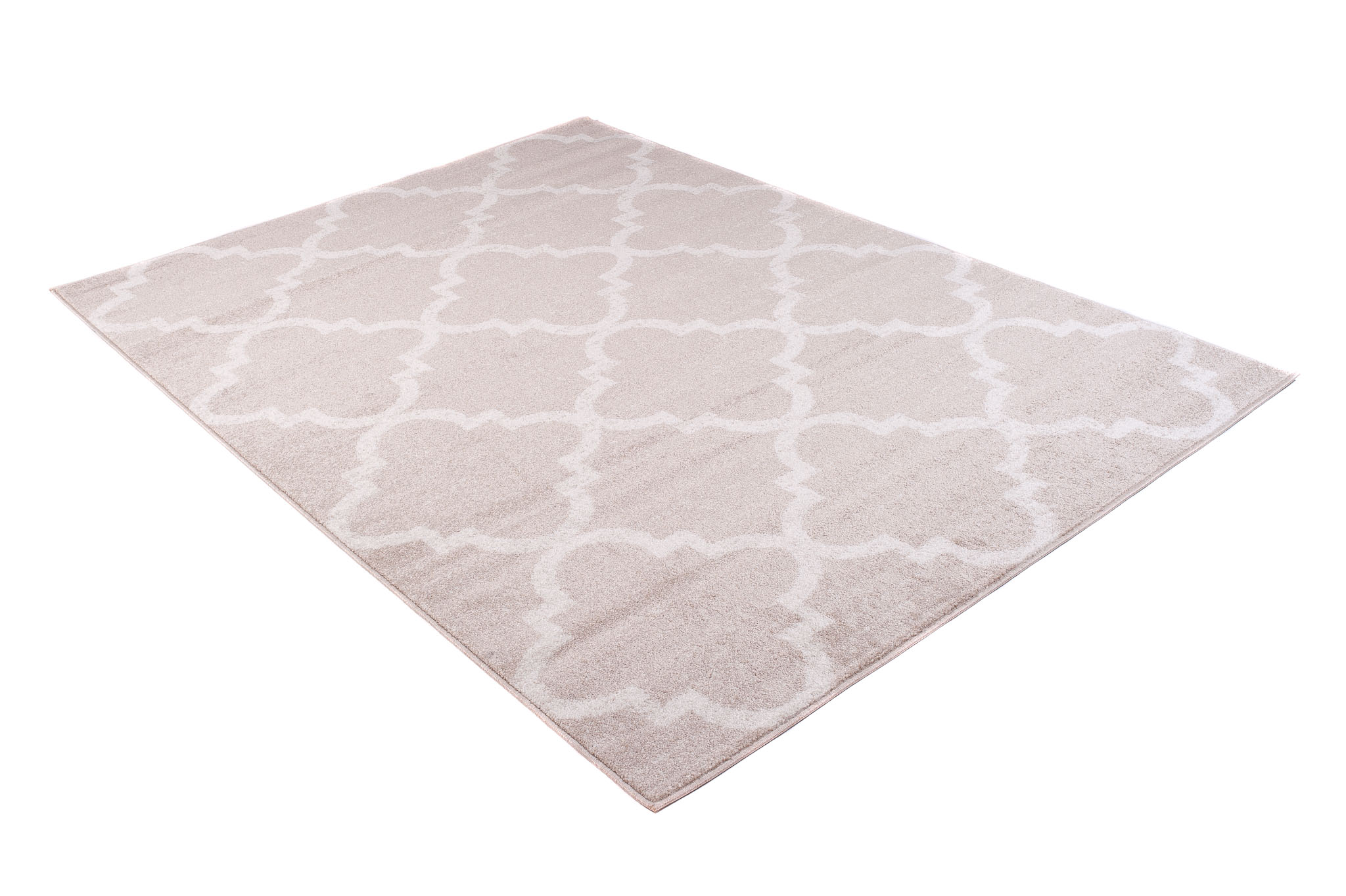 Tappeto Sari Moderno Crema Beige Rete Trifogli Marocchino