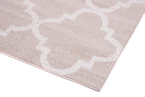 Tappeto Sari Moderno Crema Beige Rete Trifogli Marocchino