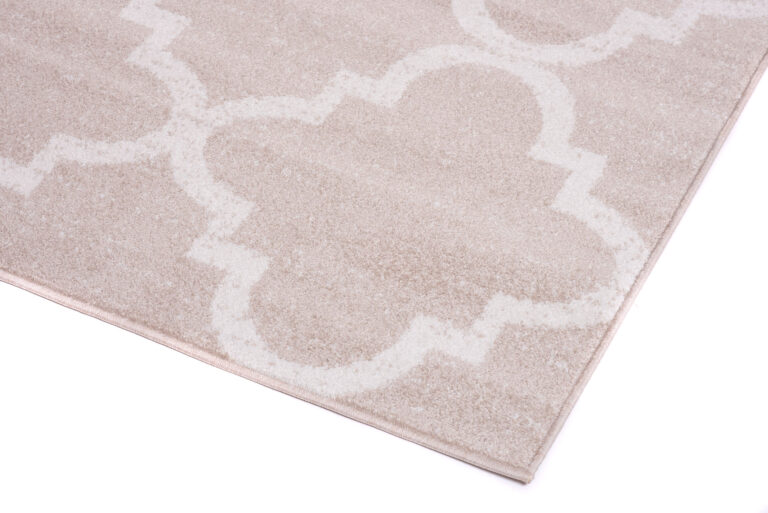 Tappeto Sari Moderno Crema Beige Rete Trifogli Marocchino