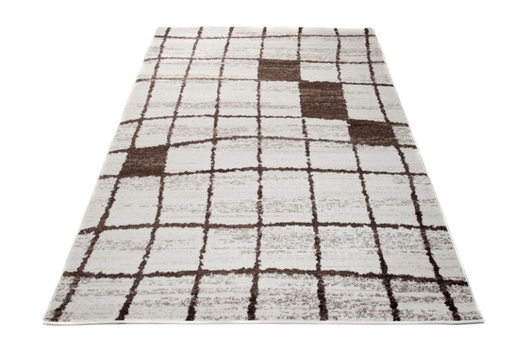 Tappeto Sari Moderno Beige Crema Quadri Rete