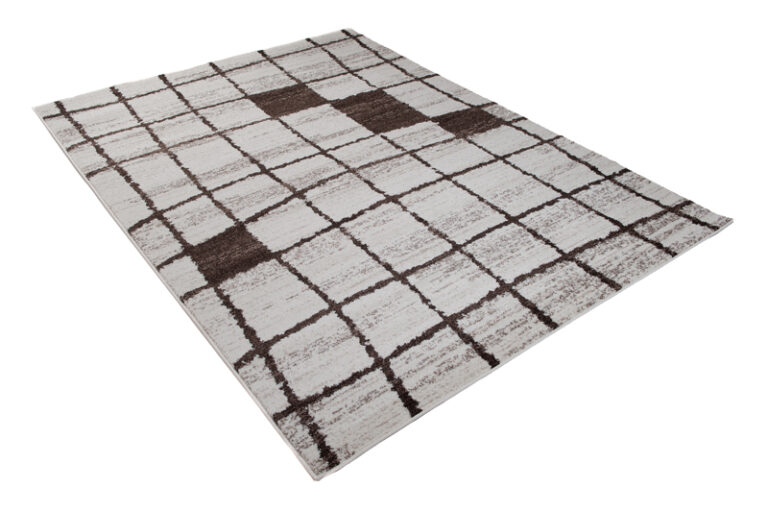 Tappeto Sari Moderno Beige Crema Quadri Rete