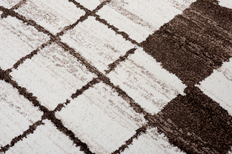 Tappeto Sari Moderno Beige Crema Quadri Rete