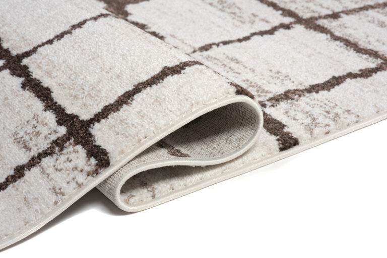 Tappeto Sari Moderno Beige Crema Quadri Rete