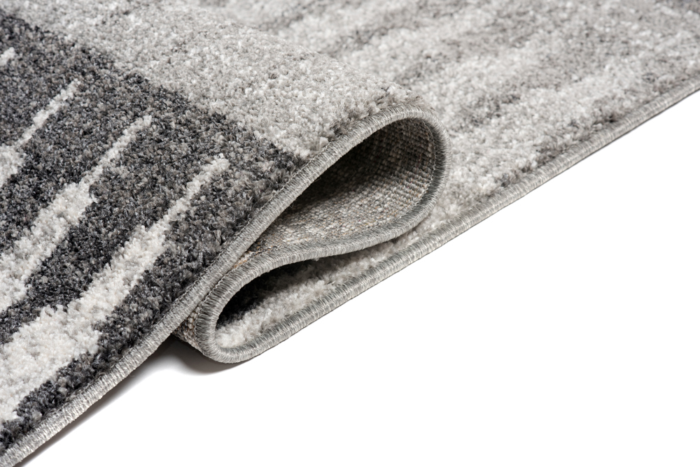 Tappeto Sari Moderno Sfumature di Grigio Geometrico Strisce