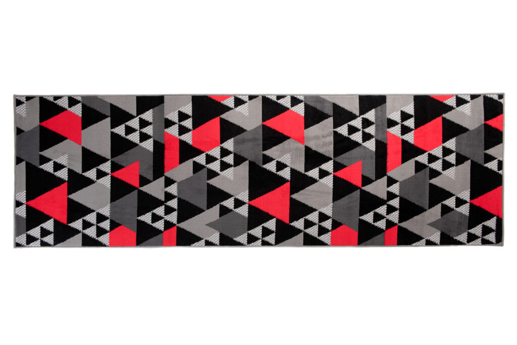 Passatoia Maya Grigio Rosso Geometrico con Triangoli