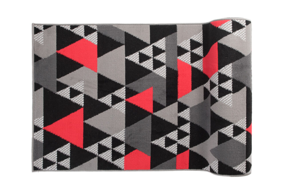 Passatoia Maya Grigio Rosso Geometrico con Triangoli