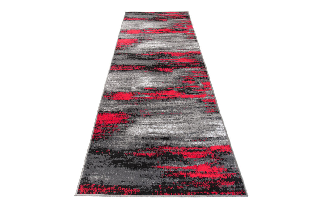 Passatoia Maya Grigio Nero Rosso Astratto
