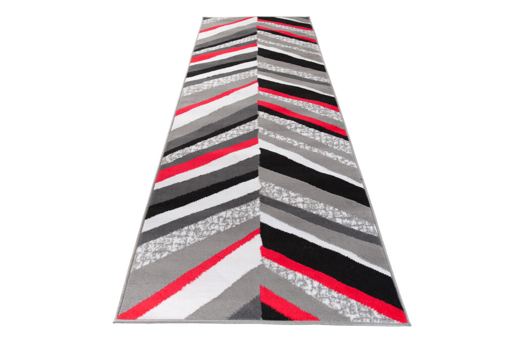 Passatoia Maya Grigio Rosso Geometrico a Linee