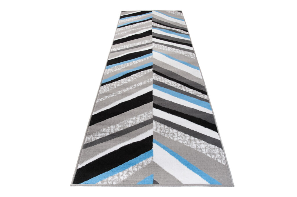 Passatoia Maya Grigio Blu Geometrico a Linee
