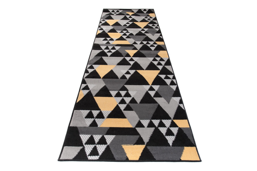 Passatoia Maya Grigio Giallo Geometrico con Triangoli
