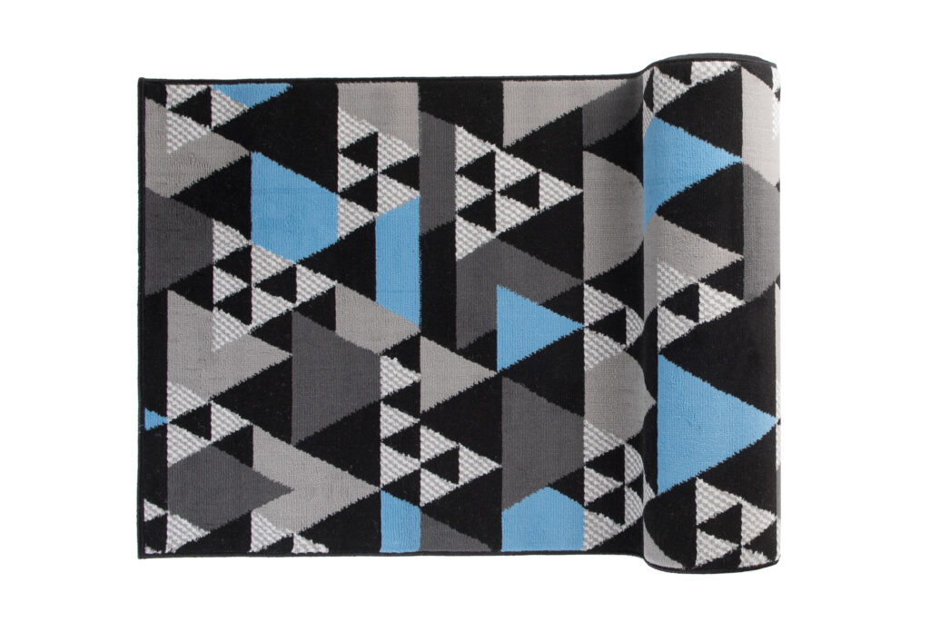 Passatoia Maya Grigio Blu Geometrico con Triangoli