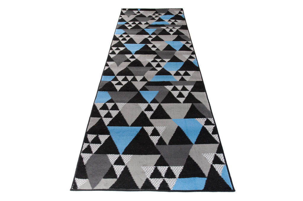 Passatoia Maya Grigio Blu Geometrico con Triangoli