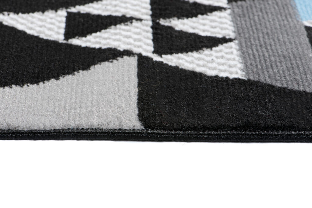 Passatoia Maya Grigio Blu Geometrico con Triangoli