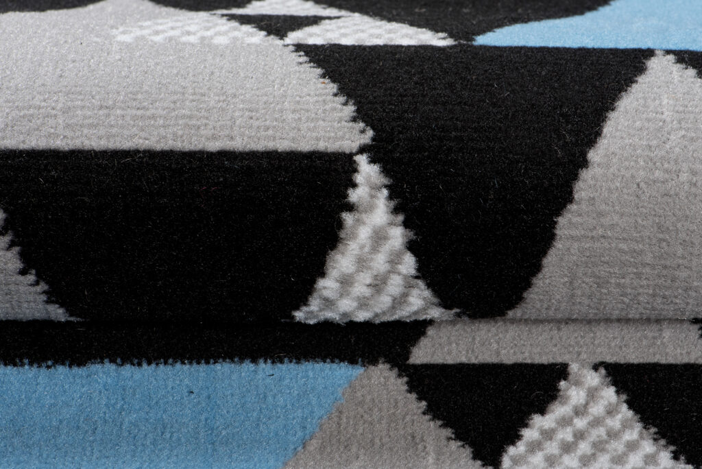Passatoia Maya Grigio Blu Geometrico con Triangoli