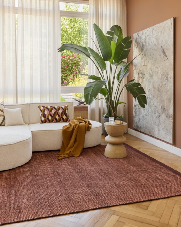 Tappeto Lana Loni Marrone Scuro