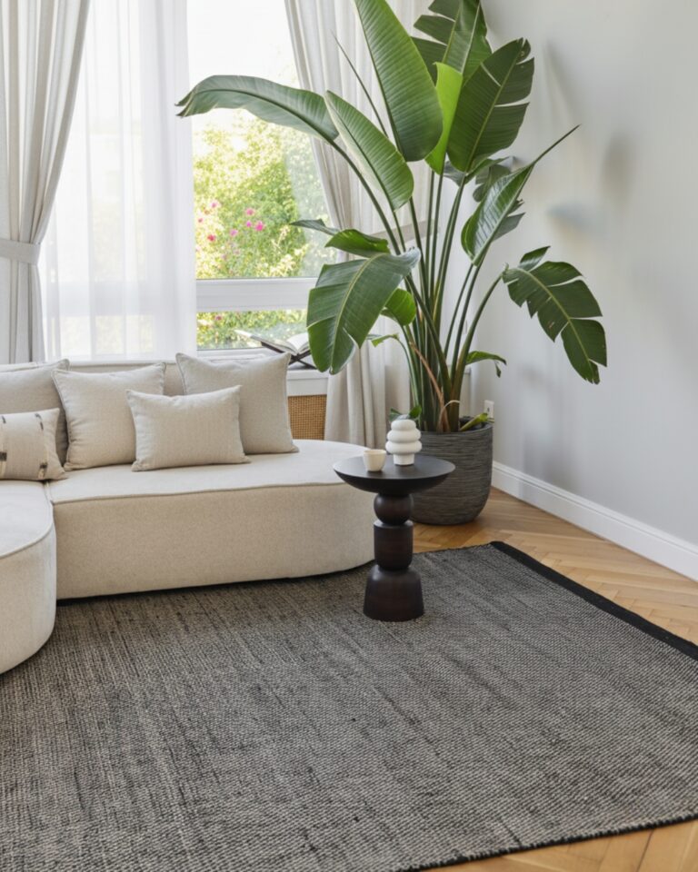 Tappeto Lana Loni Nero