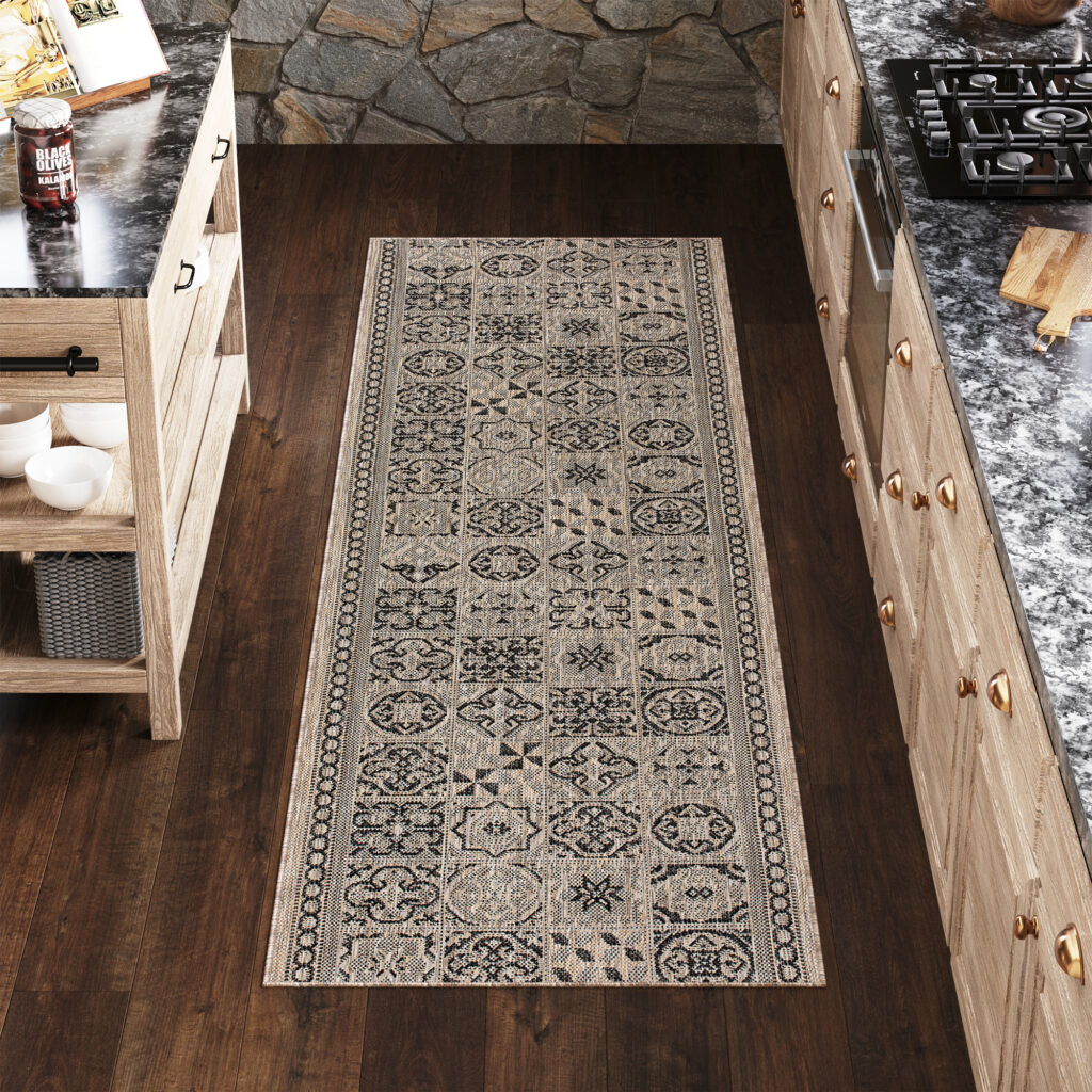 Passatoia Melissa Marrone Nero a Mosaico Indoor Outdoor