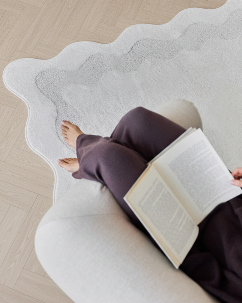 Tappeto Terra Crema Onda Forma Irregolare