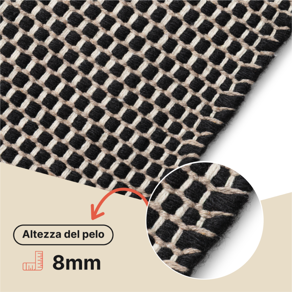Tappeto Lana Loni Nero