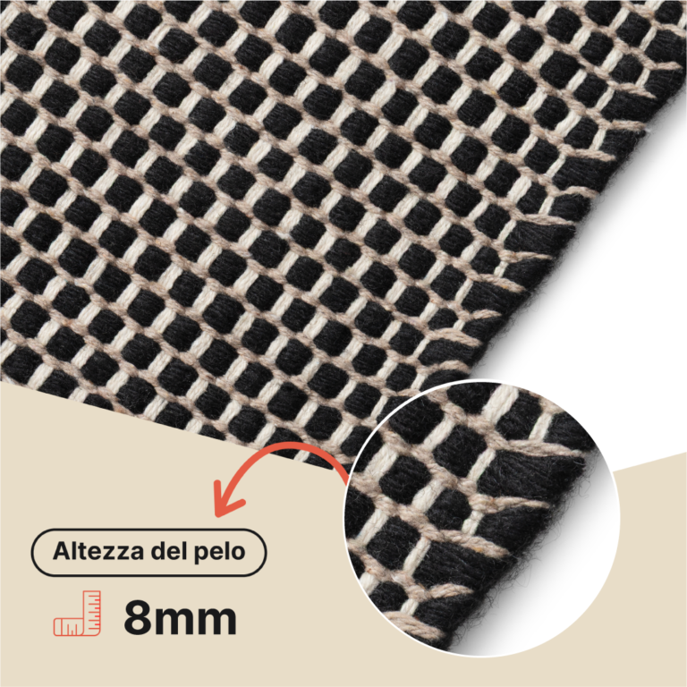 Tappeto Lana Loni Nero