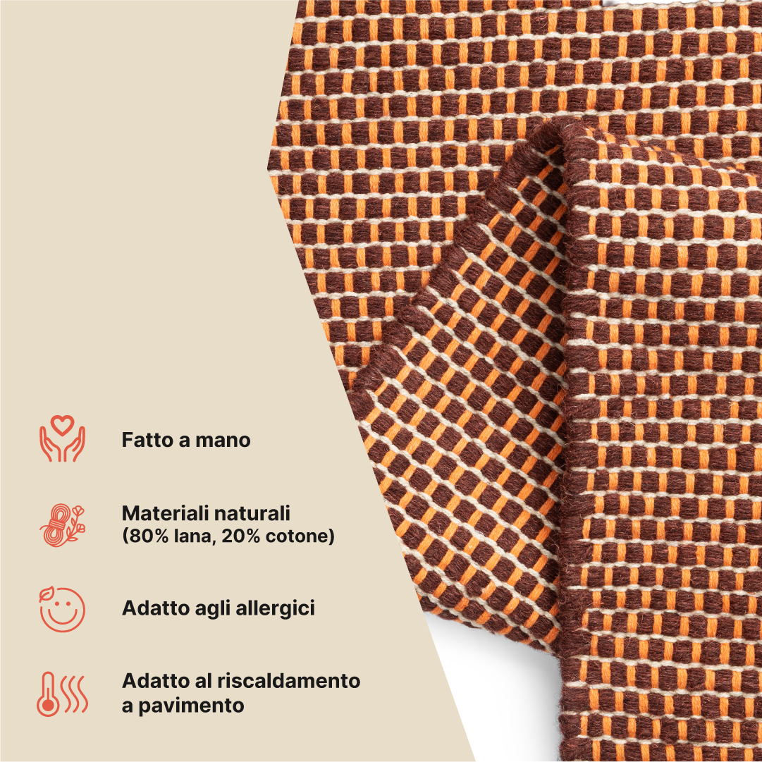 Tappeto Lana Loni Marrone Scuro